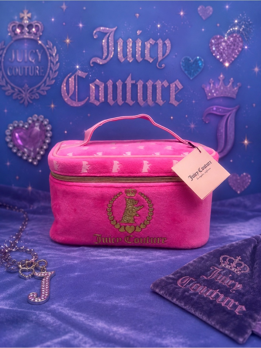 Juicy couture velour cosmetics bag